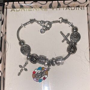 Adrienne Vittadini Silver Charm Bracelet with Multicolor Accents